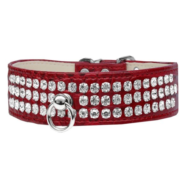 Mirage Pet Products Style No.73 Rhinestone Designer Croc Dog CollarRed Size 12 82-22-RDC12